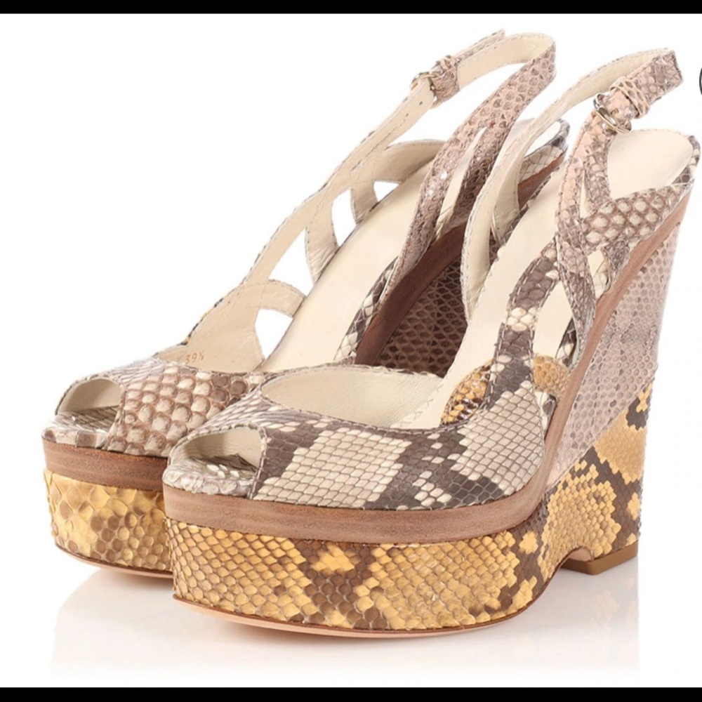 RARE GUCCI Python Wedge 38.5